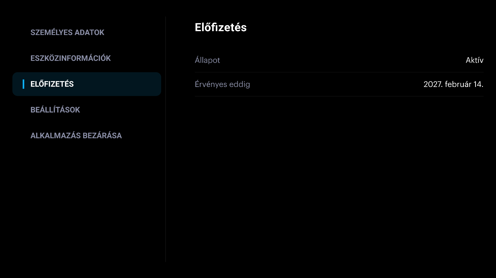 TV subscription settings